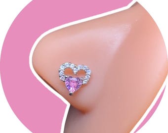 Silver Heart Nose Stud | 20G Surgical Steel Nose Ring