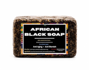 Jabón negro africano crudo / Jabón negro de cúrcuma / Jabón negro de ácido kójico / Jabón natural para rostro y cuerpo