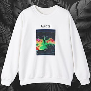 Aviate Weather Radar Pilot Sweatshirt - Funny Gift for Female Pilots, Unisex Crewneck Jumper, Aviation Apparel, Airplane Graphic Tee, Pilot