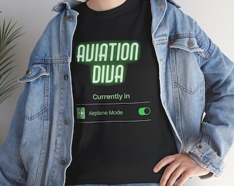 Aviation Diva Airplane Mode Unisex Tee, Pilot Gift