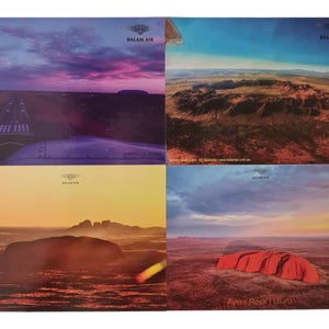 Set di 4 cartoline magnetiche dell'Outback, raffiguranti Uluru, Kata Tjuta, cratere Tnorala, fotografie aeree uniche, viste dei piloti, regali per aviatori