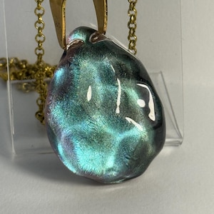 Shimmering Iridescent Resin Pendant Necklace
