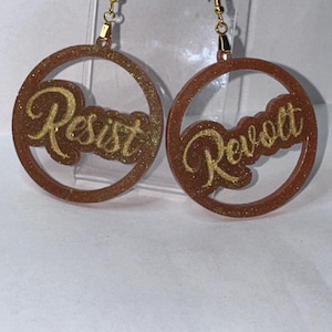 &quot;Widersteh und Rebell - Harz Ohrringe - Rost und Gold&quot;&quot;