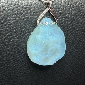 Ice Blue Water Ripple Resin Necklace – Handmade Pendant on 18” Stainless Steel Chain