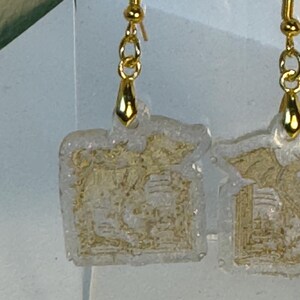 Dragon & Book Resin Earrings- Black Hook Gothic Bookworm Jewelry