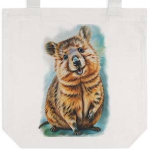 Happy Quokka Tote Bag, Australian marsupial from an original painted by an Australian artist, Cute Animal Tote, Eco-Friendly Carryall,