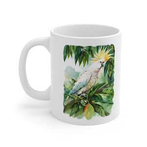Coffee Mug Australian Bird Art Lover Present Tropical Parrot Home Kitchen Gift Ceramic Cup Cockatoo Design Tropical Decor Coffee Tea 11oz