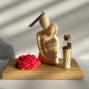 Valentine&#39;s Day Gift Box | Handmade Scented Candles Gift Set - Rose Fragrance with Solid Oak Tray Included