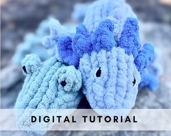 Gecko with Axolotl Modifications, Finger Knitting with Chunky Yarn, Digital PDF File Only