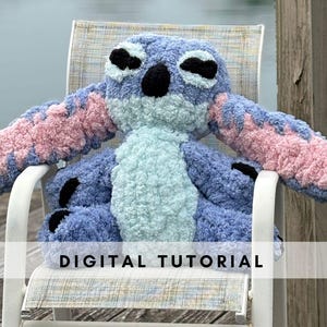 Stitch- Inspired | Fuzzy Alien Plushie, Finger Knitting with Chunky Yarn Pattern & Tutorial Pictures for a plushie, Digital PDF File Only