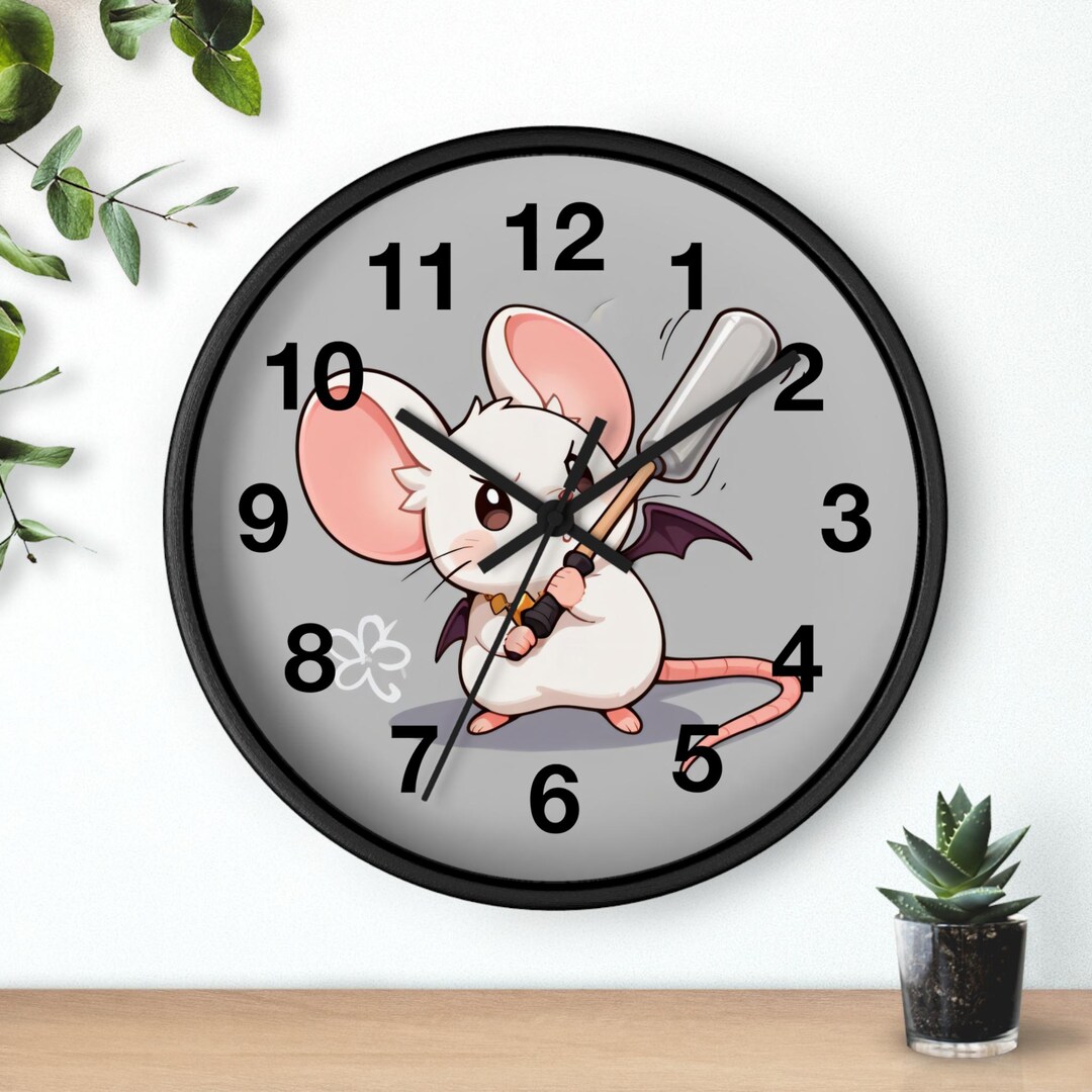 Mouse With Clock Whimsical Bat Wing Mouse Wall Clock – Nursery Decor, Unique Accent - Etsy
