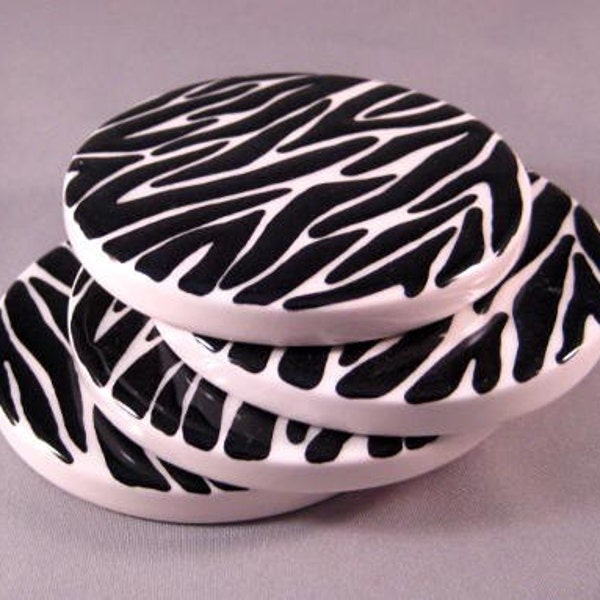 SALE - Zebra Round Coasters - Set of Four