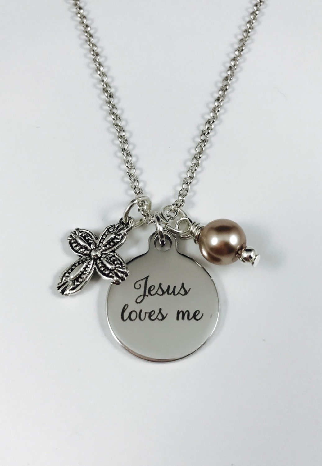 Laser Engraved Charm Necklace Stainless 