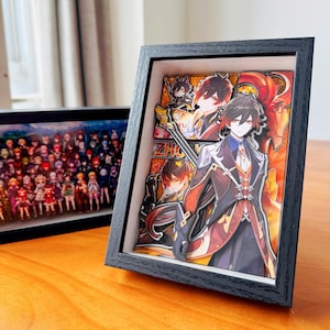 Genshin Impact Paper Art 3d Picture Frame Furina Zhongli Xiao Wendy Family