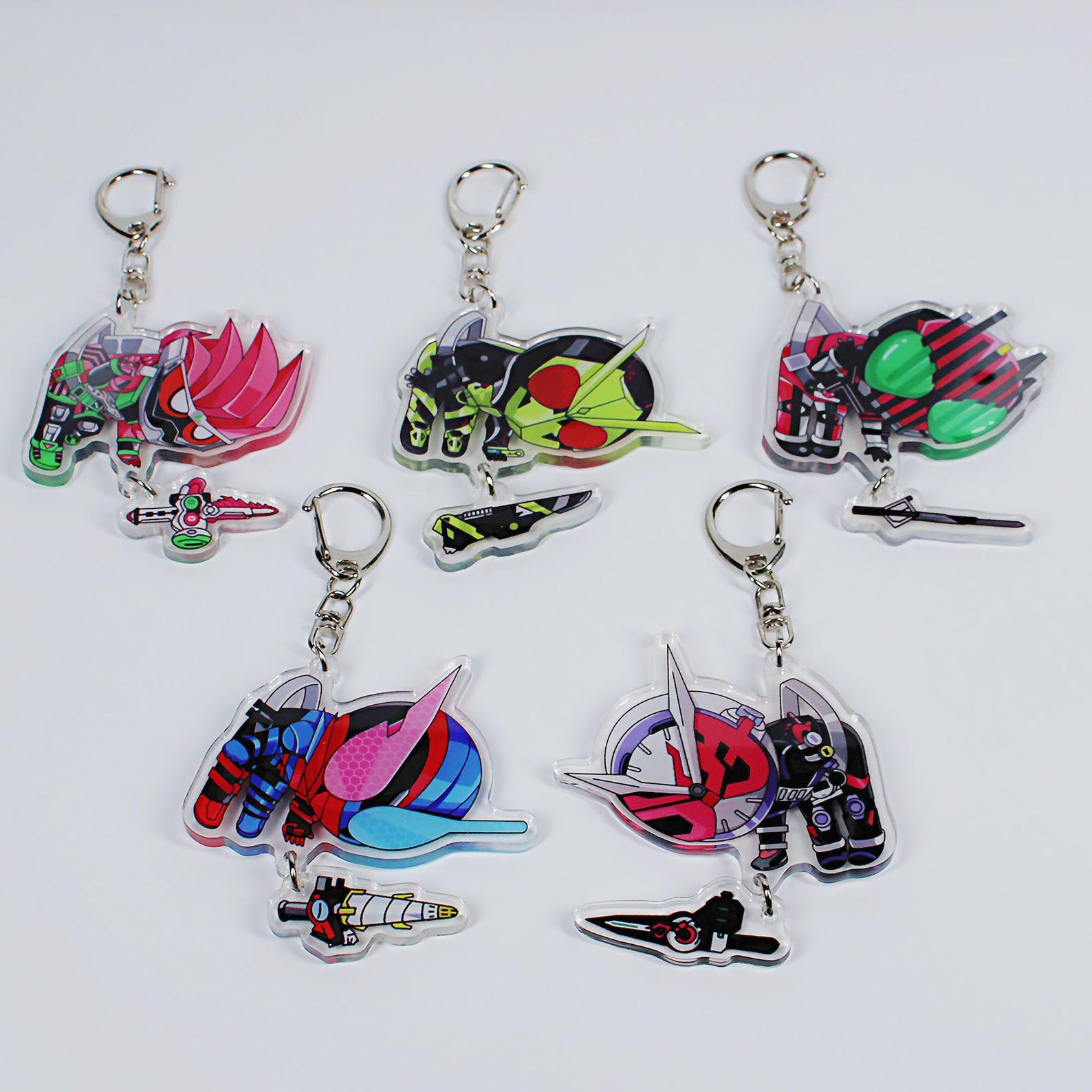 Kamen Rider Acrylic Keychain Set Decade, Ex-aid, Build, Zi-o, Zero-one ...