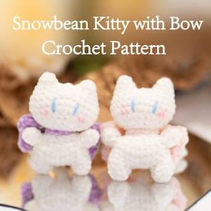Kitty Crochet Pattern PDF – Cute Amigurumi Cat with Bowknot, Keychain Plushie Tutorial