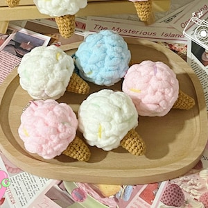 Fluffy Ice Cream Cone Crochet Pattern PDF – Easy Amigurumi Plushie, Cute Dessert Toy, Beginner DIY Soft Serve Pattern