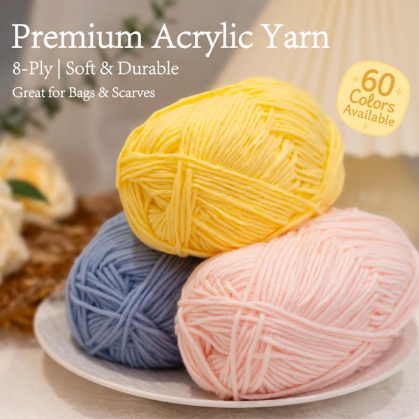 Premium Acrylgarn, 8-fädig, weich, langlebig, maschinenwaschbar