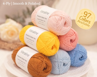 Premium Cotton Acrylic Yarn – Beginner Friendly, Low Pilling, Soft 4-Ply Amigurumi Yarn, FREESHIPPING 35+