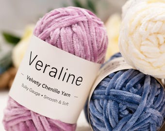 Velvety Chenille Yarn 77 color, Bulky Gauge Soft Yarn for Plush Crochet, Amigurumi , Winter Crafts & Cozy Home Projects, Dolphin Baby
