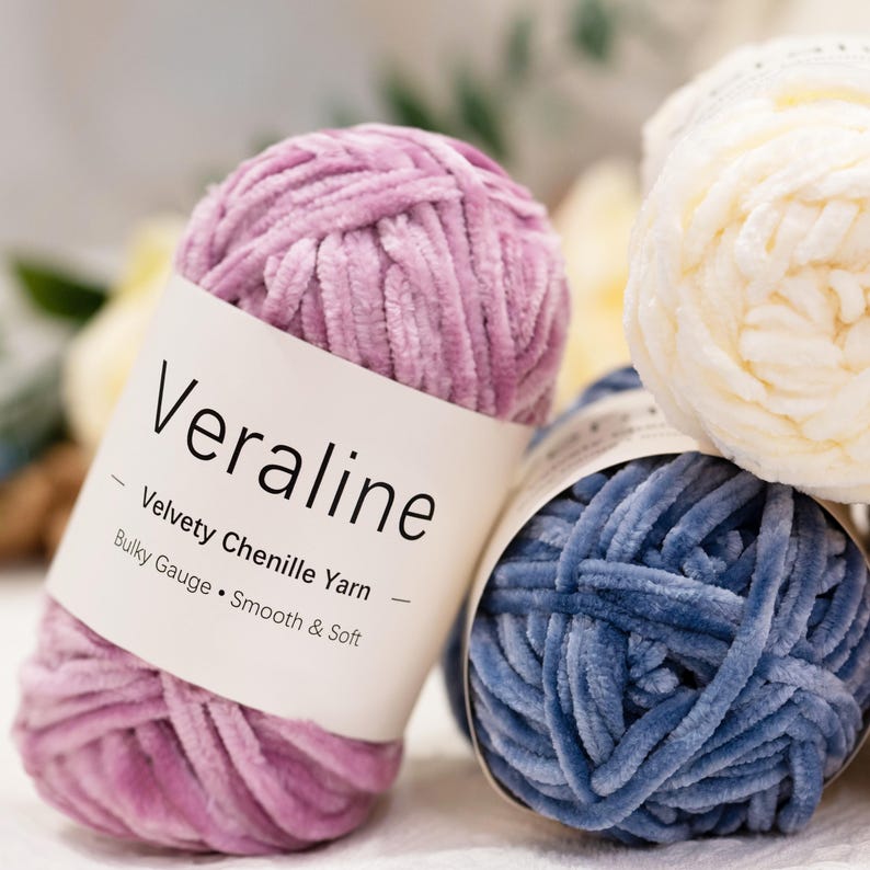Bulky Velvety Chenille Yarn 77 color, Bulky Gauge Soft Yarn for Plush Crochet, Amigurumi , Winter Crafts & Cozy Home Projects, Dolphin Baby image 1