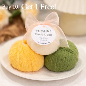 Hilo de nailon afelpado con textura similar al fieltro de lana, hilo Candy Cloud para amigurumi, crochet y tejido de punto. ENVÍO GRATIS (más de 35 unidades).