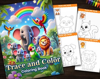 Preschool Tracing Book | Animals Trace & Color Pages | Early Learning Workbook for Toddlers