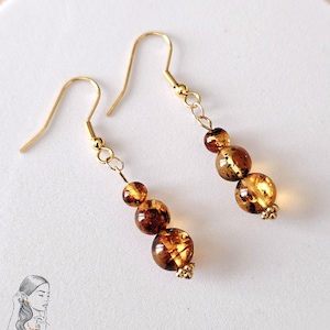 Boucle D'Oreille Unique En Argent 925 Avec Ambre Véritable - Fermoir Poussoir - Occasion