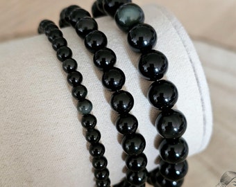 AAA Celestial Eye Obsidian Bracelet, Genuine Natural Stone, Semi Precious Bead 4mm 6mm 8mm, Handmade, Protection, Gift for Men and Women