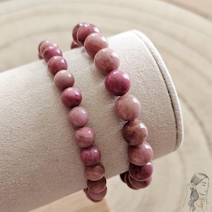 Rosa Rhodonitarmband AA, Natursten, 6mm & 8mm Halvädelstenspärlor, Handgjort, Välbefinnande, Kärlek, Lugn, Gåva för Kvinnor, Män och Barn