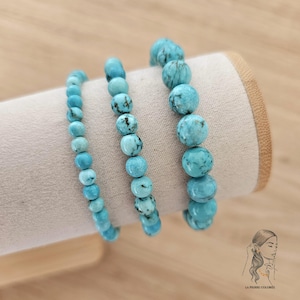 Turquoise Bracelet from China, Genuine Natural Stone, Blue Beads 4mm, 6mm, 8mm, Handmade, Well-being, Serenity, Gift for Men, Women, and Children