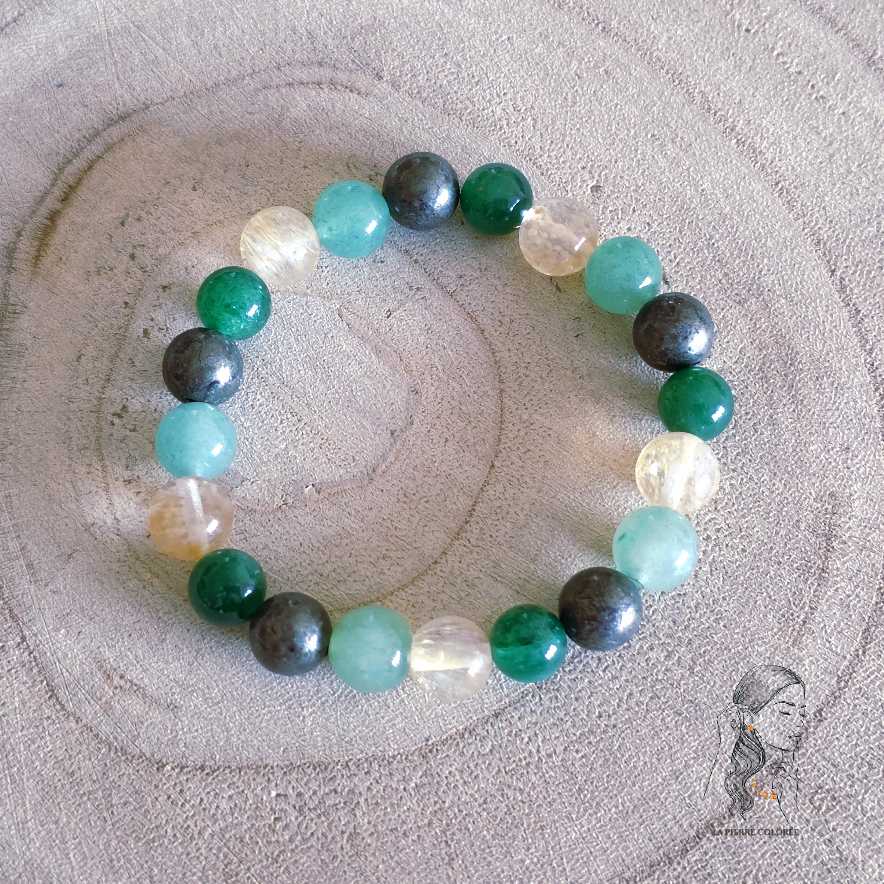 Prosperity Bracelet, Abundance, Natural Stone Green Jade Pyrite Aventurine Citrine, 6mm 8mm Bead, Wealth, Success, Gift for Women and Men