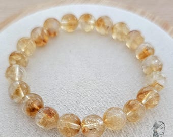 Pulsera de citrino natural AAA, piedra natural, cuentas auténticas de 6 mm/8 mm, piedra natal de noviembre, alegría y abundancia, regalo hecho a mano.