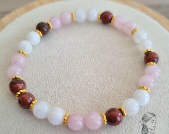 Pregnancy Bracelet, Natural Stone, Moonstone, Rose Quartz, Red Jasper, 6mm bead, Pregnancy Wellness, Gift for Expectant Mothers
