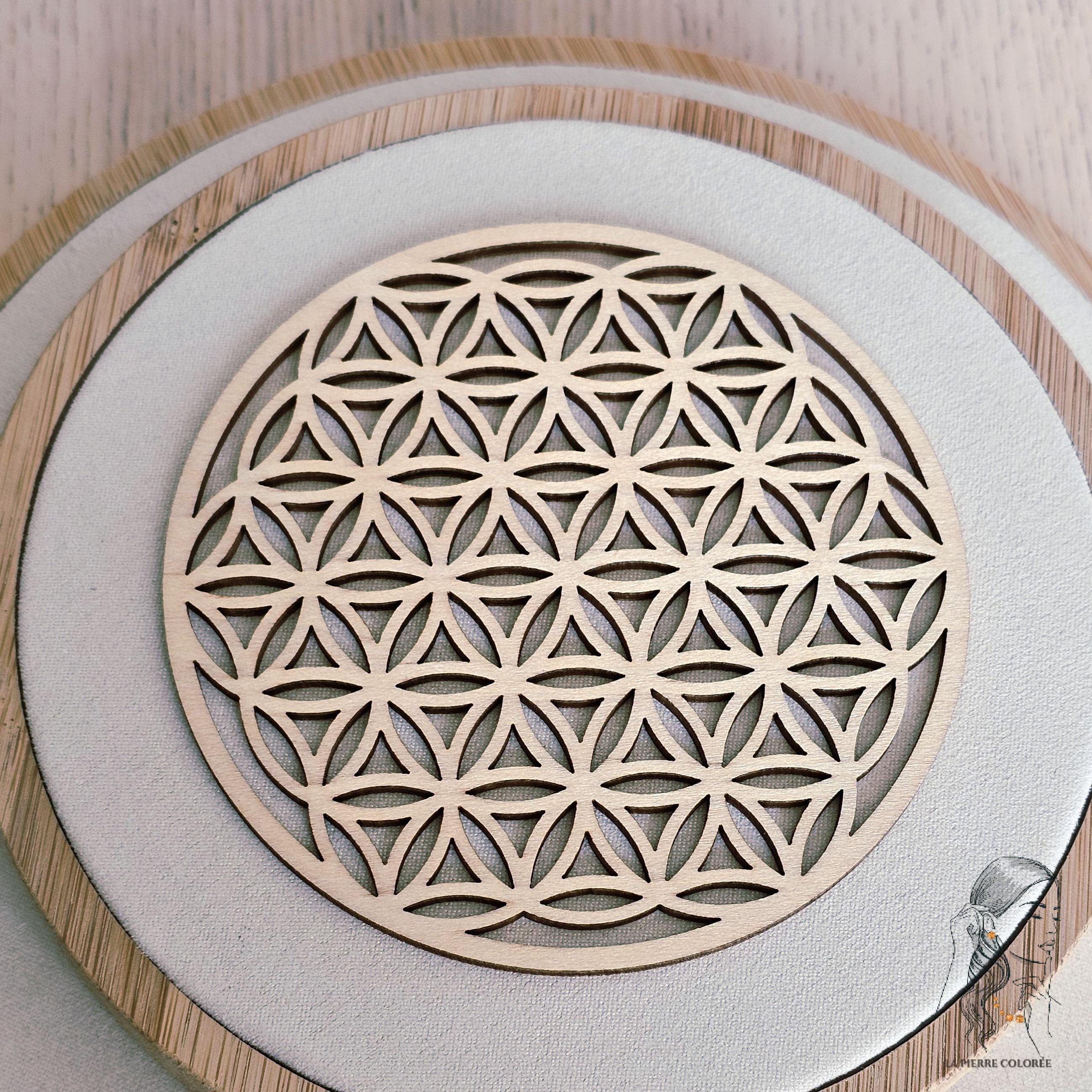 Majestic's Piastra Di Ricarica Fiore Della Vita - Legno 37x26 Cm Con Metatron, Albero Della Vita, Seme Della Vita - Per Pietre, Gioielli, Acqua, Oggetti - copertina