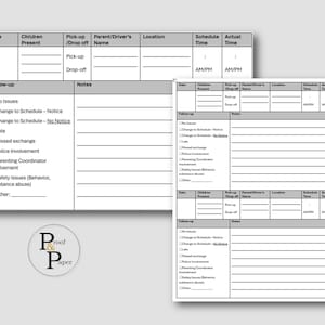 Co-parenting exchange documentation tool and tracker - Manual Template