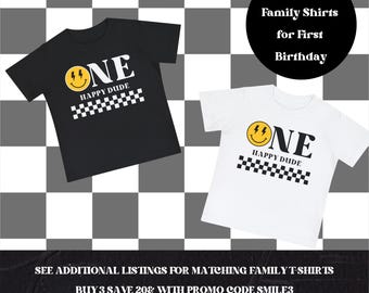 One Happy Dude First Birthday Shirt | Retro Smiley Tee