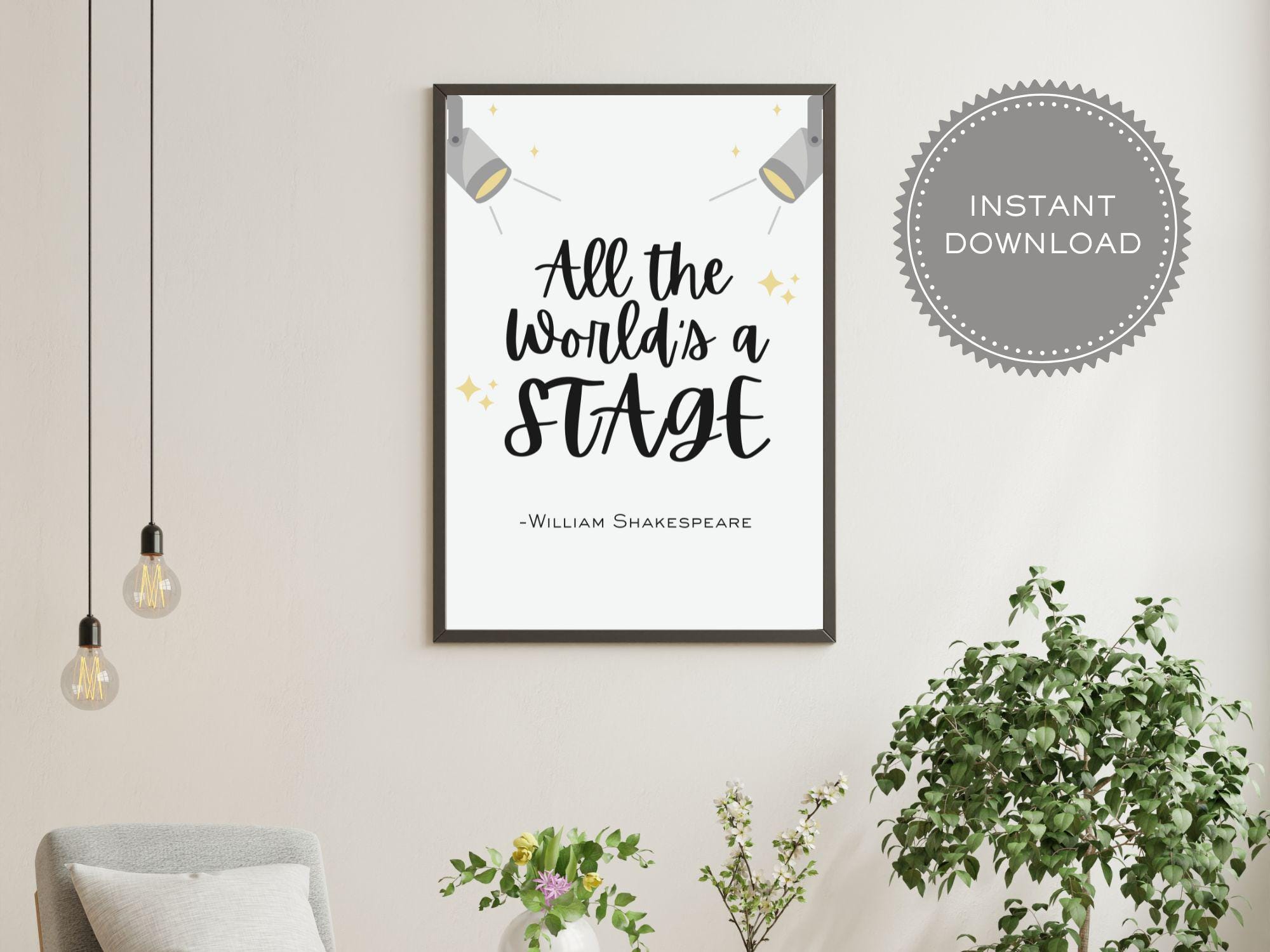 Minimalist Shakespeare Quote Poster – "All the world's a stage" – Digital Download