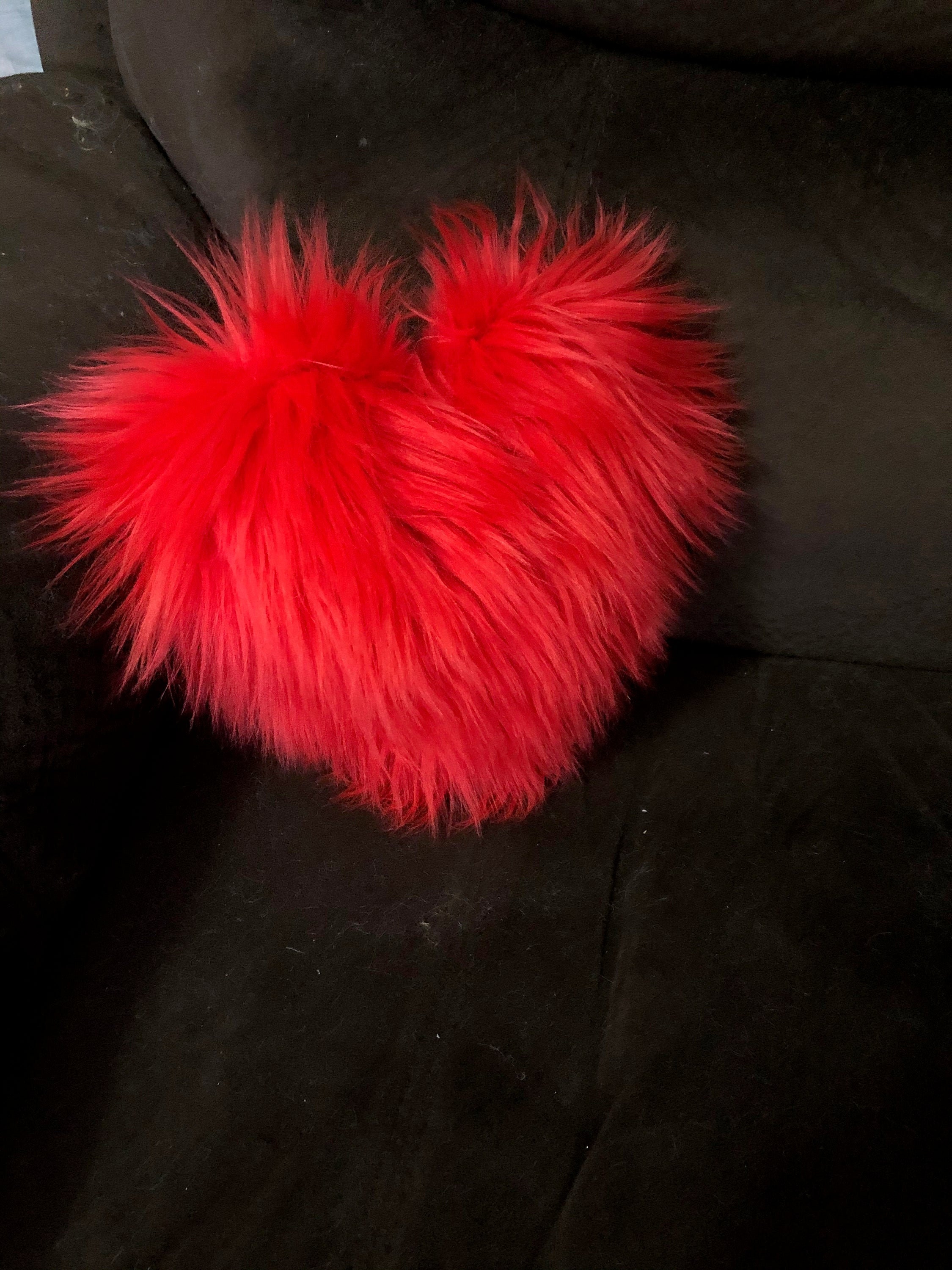 Cute Gift for Mom Red Faux Fur Heart Pillow Red Faux Fur Etsy
