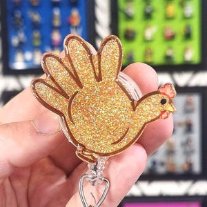 Turkey Balloon Glove Badge Reel, Thanksgiving Badge Reel, Fall Badge, Nurse Badge Holder, ID Badge, Badge Topper, Badge Buddy, Nurse Lanyard