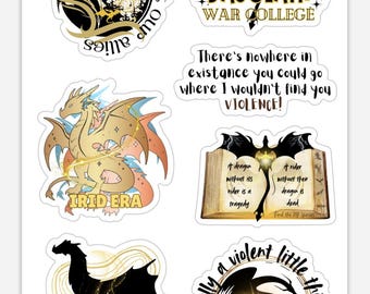 Fourth Wing Stickers: Bookish Empyrean Series, Water Resistant