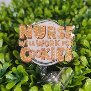 Nurse Badge Reel: Holiday Christmas Cookie Acrylic Badge Holder