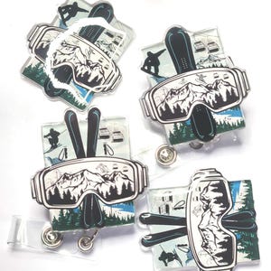 Snowboard Ski Badge Reel: Winter Sports ID Holder