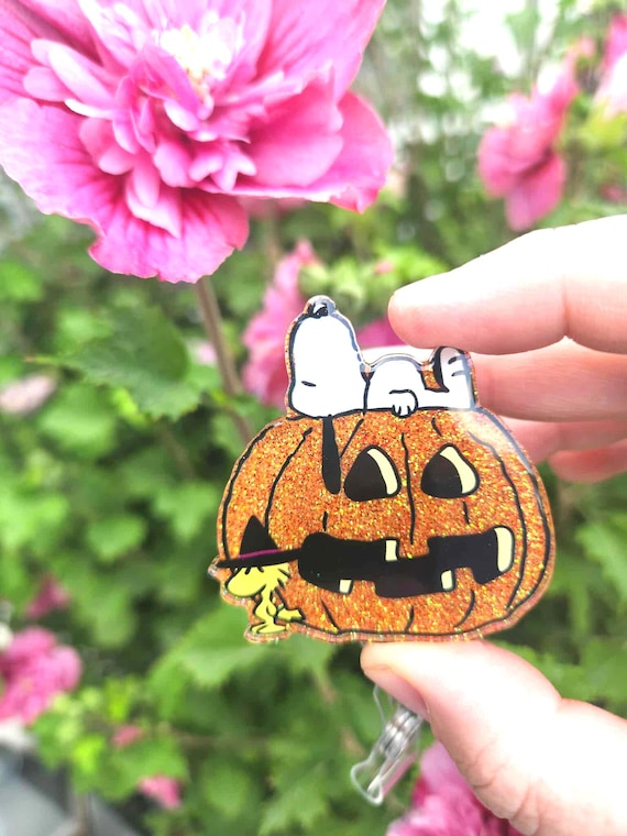 Halloween Dog Glitter Badge Reel: Nurse ID Holder