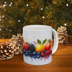 Colorful Fruit Ceramic Mug | Cute Coffee Mug | Tea Mug | Fruit Cup | Fun Drinkware | Collectable Mugs