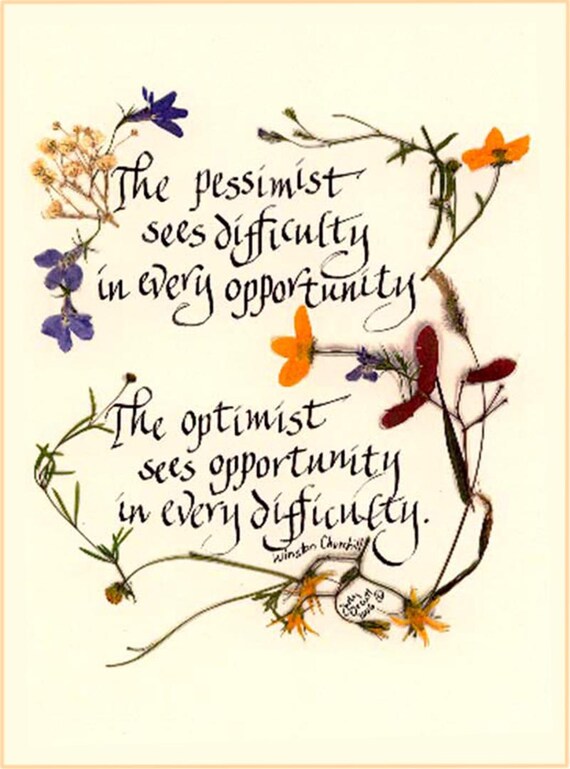 Winston Churchill Zitat Pessimist Optimist Etsy