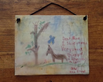 Custom |SPECIAL PRICE| | encaustic |  mother's day surprise | preservation | free shipping | children's art | heritage art | forever | cus