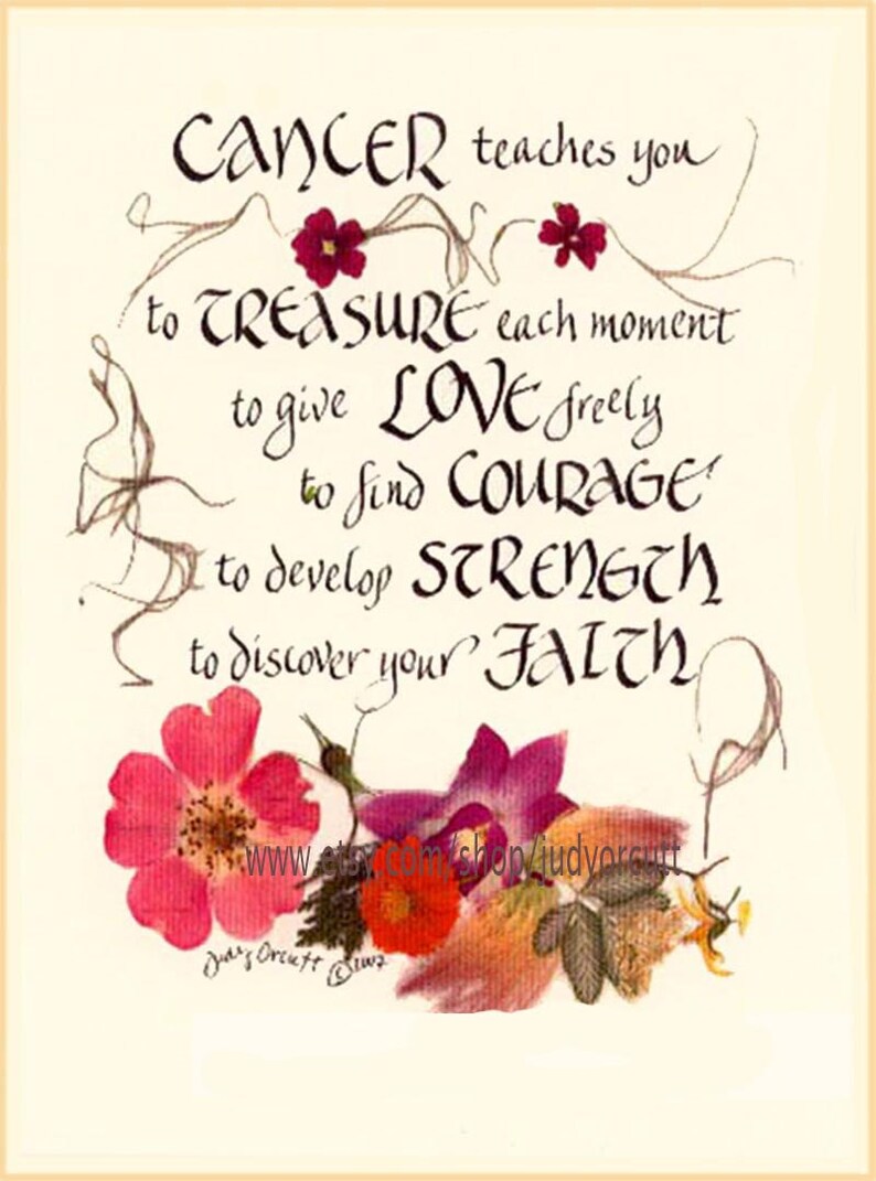 Cancer healing card pressed flowers calligraphy original Etsy