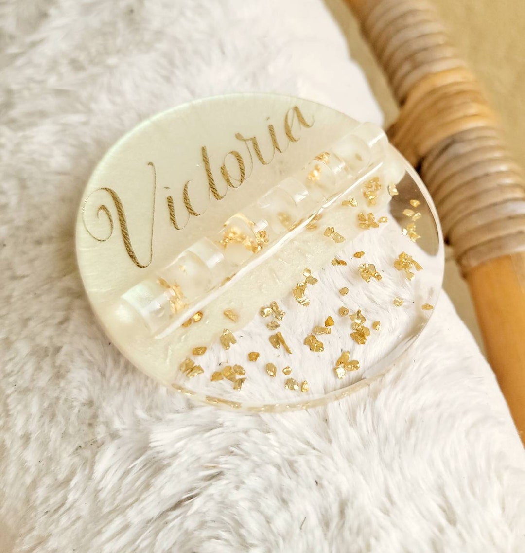 Personalized Paint Brush Holder Made From Resin, Pearl and Gold Flakes