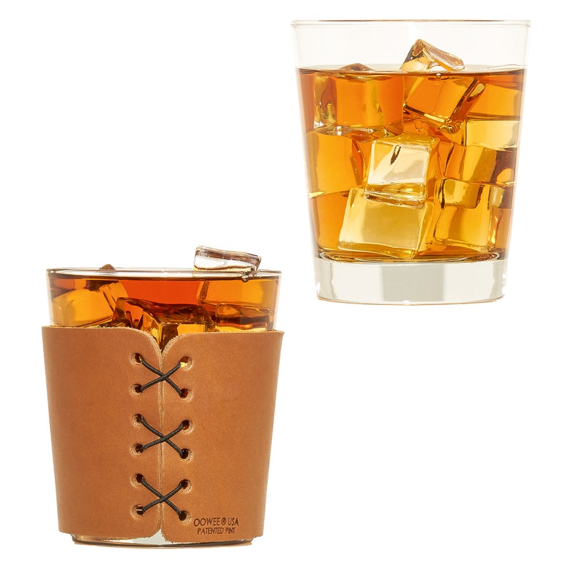 Large Leather Highball Sleeves, Cocktail Glass, Whiskey Glass, Rocks Glass, Bar Accessories, Bourbon Gifts, Drinking Accessories, USA image 3